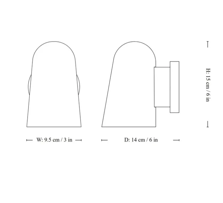 Applique d'extérieur, Solid SC105, laiton, IP44, L9,5cm, H15cm - Andtradition