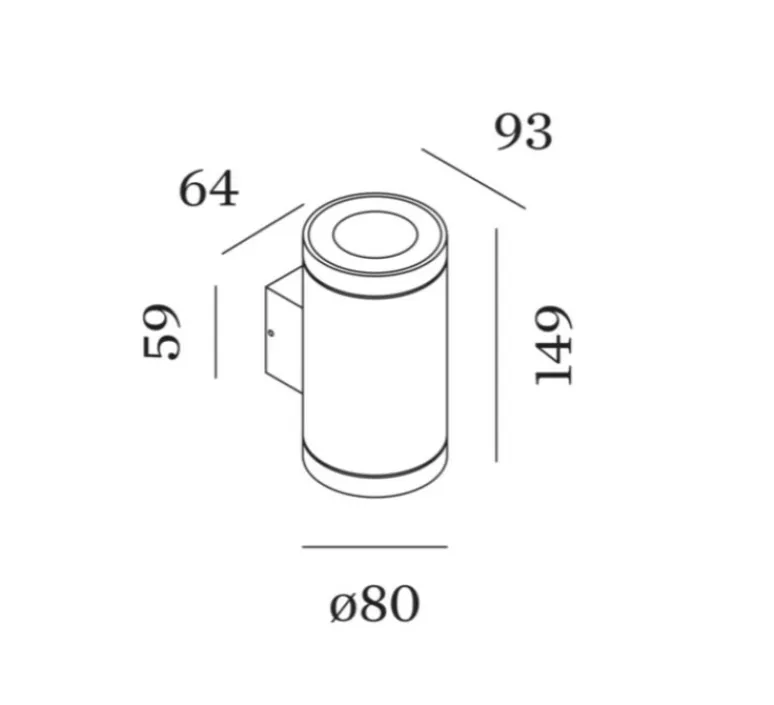 Applique*Wever&Ducré Applique d'extérieur, Tube 2.0, , IP65, LED, dim, 3000K, 1270 lm, L8cm, H14,9cm - anthracite