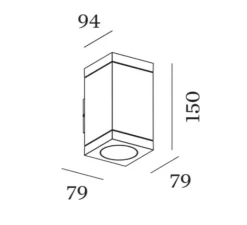 Applique*Wever&Ducré Applique d'extérieur, Tube carré 2.0, , IP65, LED, dim, 3000K, 1260 lm, L7,9cm, H15cm - noir