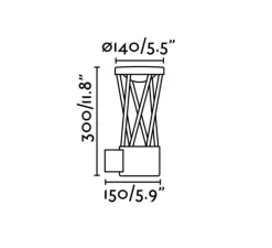 Applique*Faro Applique d'extérieur, TWIST, , IP65, LED, 3000K, 350lm, L14cm, H30cm - gris