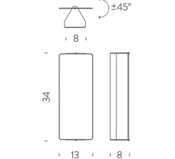 Applique*Nemo Lighting Applique d'extérieur, Volet Pivotant, double, outdoor, réédition Charlotte Perriand, , IP55, LED, dim, 3000K, 585 lm, L13cm, H34cm - aluminium noir anodisé