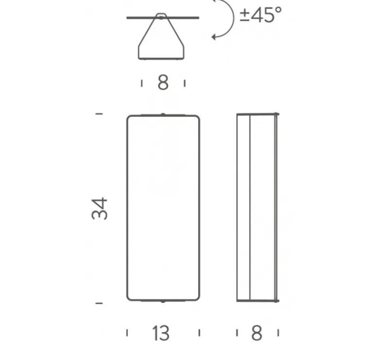 Applique*Nemo Lighting Applique d'extérieur, Volet Pivotant, double, outdoor, réédition Charlotte Perriand, , IP55, LED, dim, 3000K, 585 lm, L13cm, H34cm - aluminium naturel anodisé