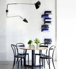 Applique double, 2 bras pivotants, 1 courbe, noir, H70cm - Serge Mouille