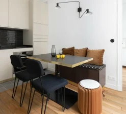 Applique double, 2 bras pivotants, 1 courbe, noir, H70cm - Serge Mouille