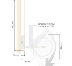 Applique, Eklipse, Blanc Structuré Epoxy Laiton, LED, 2700K, IP44, ⌀31cm - Tekni Led