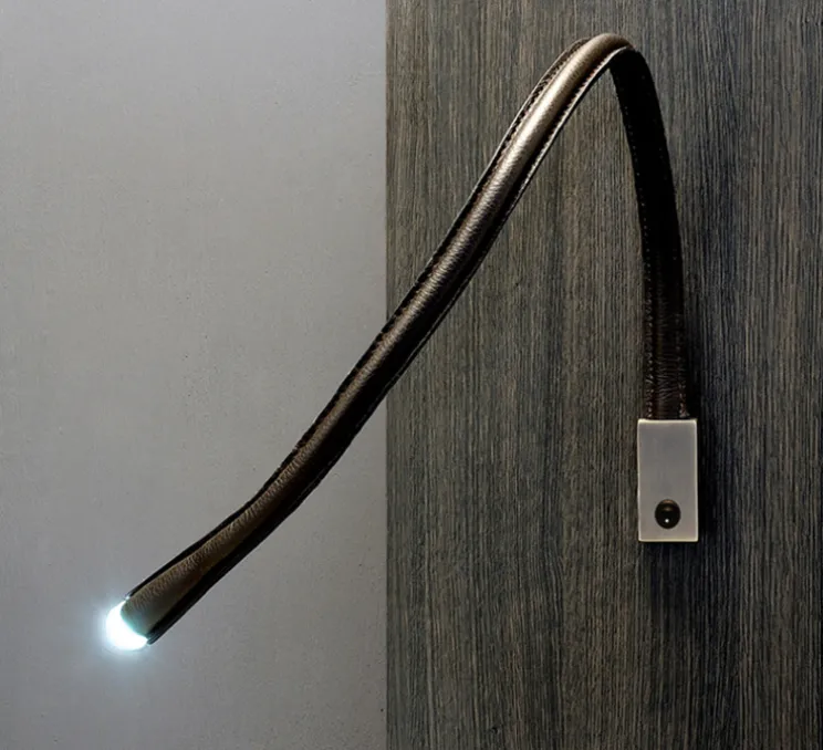 Applique, FLEXILED 90 Nickel, Cuir noir, LED, 2700K, 500lm, L90cm, Hcm - Contardi