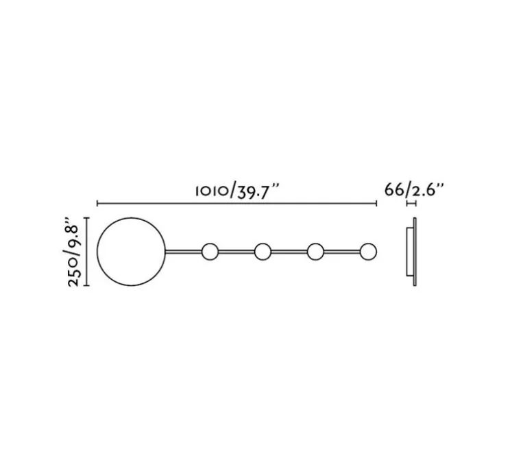 Applique, Han, portemanteau, noir, LED, 500lm, 3000k, L101cm, H25cm - Faro