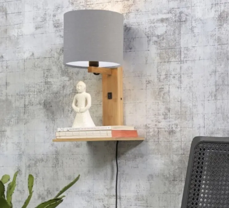 Applique, Liseuse, Andes, gris clair , L25cm, H36cm - Good&Mojo