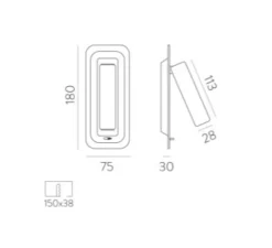Applique*ACB Applique, liseuse, Boheme avec interrupteur, , LED, 3000K, 315 lm, L7,5cm, H18cm - blanc