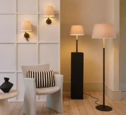 Applique, liseuse, Club Reader, bronze/laiton naturel avec abat-jour French Drum 220 en tissu mastic, E27 + LED, 2700K, 71lm L22cm, H37,3cm - Astro