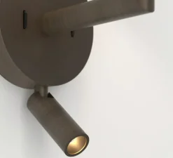 Applique, liseuse, Club Reader, bronze/laiton naturel avec abat-jour French Drum 220 en tissu mastic, E27 + LED, 2700K, 71lm L22cm, H37,3cm - Astro