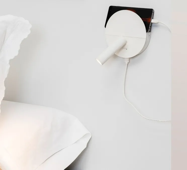 Applique, liseuse, Duas, avec interrupteur et prise USB, blanc, LED, 2700K, 240 lm, L14,4cm, H18,3cm - Faro