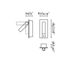 Applique*Faro Applique liseuse, en saillie / encastrable, Gabo, USB-C, , LED, 2700K, 394 lm, L8cm, H18,5cm - bronze