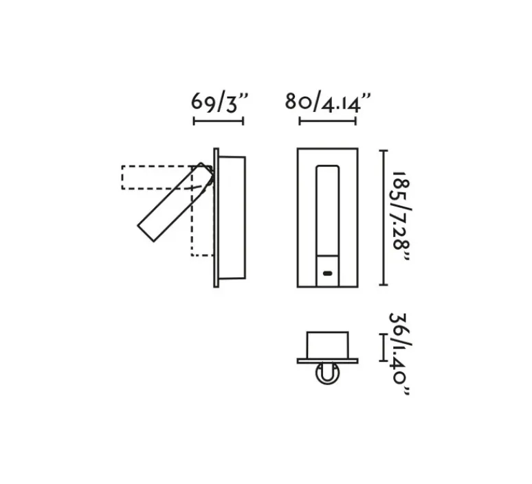 Applique*Faro Applique liseuse, en saillie / encastrable, Gabo, USB-C, , LED, 2700K, 394 lm, L8cm, H18,5cm - bronze