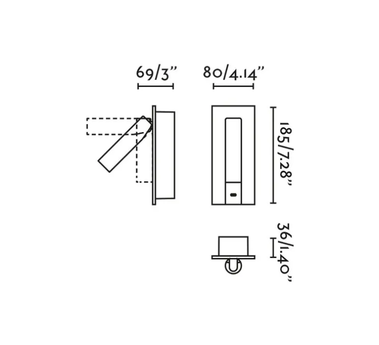Applique liseuse en saillie / encastrable, Gabo, USB-C, noir, LED, 2700K, 394 lm, L8cm, H18,5cm - Faro