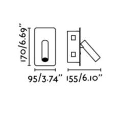 Applique*Faro Applique, liseuse, encastrable, SUAU, , avec interrupteur, LED, 3000K, 140lm, H17cm, L9,5cm - blanc