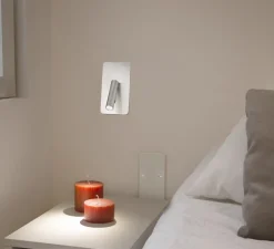 Applique*Faro Applique, liseuse, encastrable, SUAU, nickel mat, avec interrupteur, LED, 3000K, 140lm, H17cm, L9,5cm - chrome