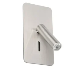 Applique*Faro Applique, liseuse, encastrable, SUAU, nickel mat, avec interrupteur, LED, 3000K, 140lm, H17cm, L9,5cm - chrome