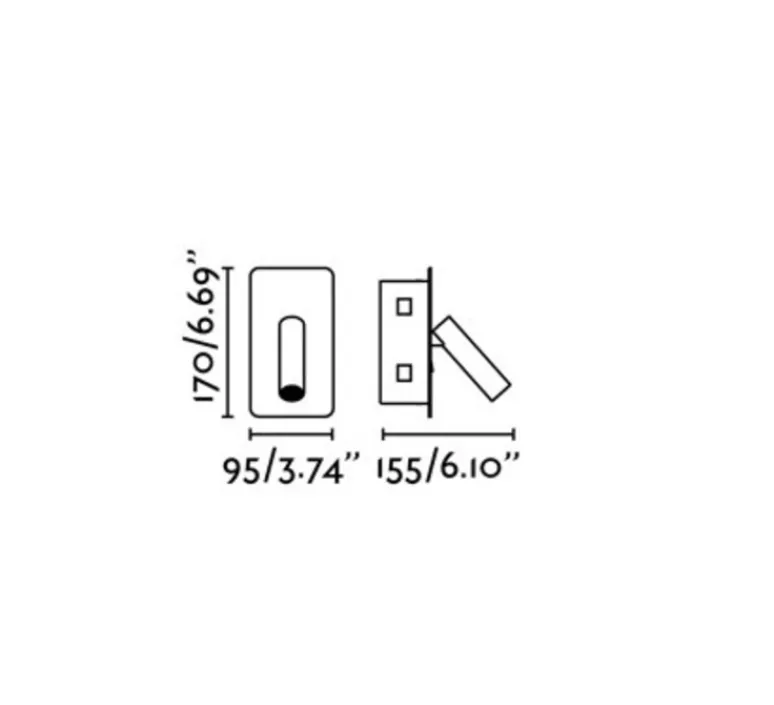 Applique*Faro Applique, liseuse, encastrable, SUAU, or satiné, avec interrupteur, LED, 3000K, 140lm, H17cm, L9,5cm - laiton satiné