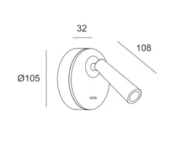 Applique, liseuse, Gamma Round, noir, LED, 2700K, 137 lm, L10,8cm, H10,5cm - LEDS C4
