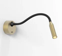 Applique, Liseuse, Lucca, surface, avec interrupteur, or mat, noir, LED, 2700k, 124 lm, Ø8,5cm, H40,4cm - Astro