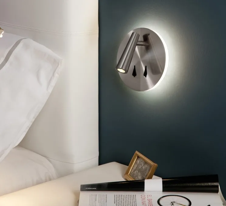 Applique, liseuse, Panau, nickel, LED, 3000K, 540 lm, L15cm, H15cm - ACB