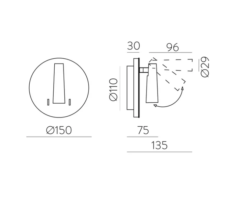 Applique, liseuse, Panau, nickel, LED, 3000K, 540 lm, L15cm, H15cm - ACB