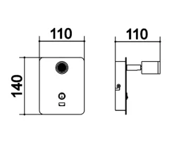 Applique*MDC Applique, liseuse, Reader USB, , LED, 3000K, 145 lm, L11cm, H14cm - chrome mat