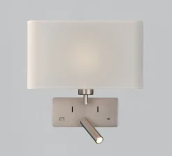 Applique*ACB Applique, liseuse, Romeo E27+LED, , L29cm, H30cm - nickel, blanc