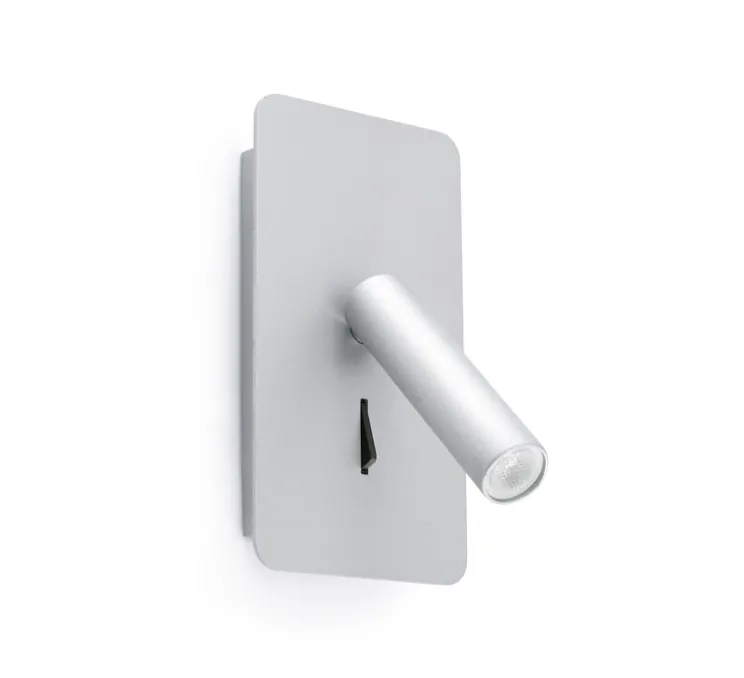 Applique, liseuse, SUAU, gris, en saillie, avec interrupteur, LED, 3000K, 140lm, L9,5cm, H17cm - Faro