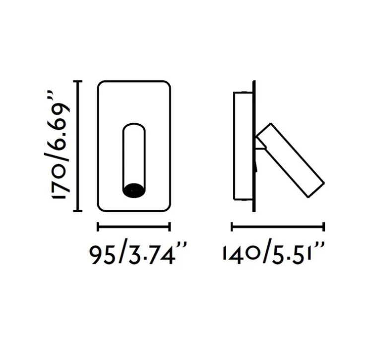 Applique, liseuse, SUAU, gris, en saillie, avec interrupteur, LED, 3000K, 140lm, L9,5cm, H17cm - Faro