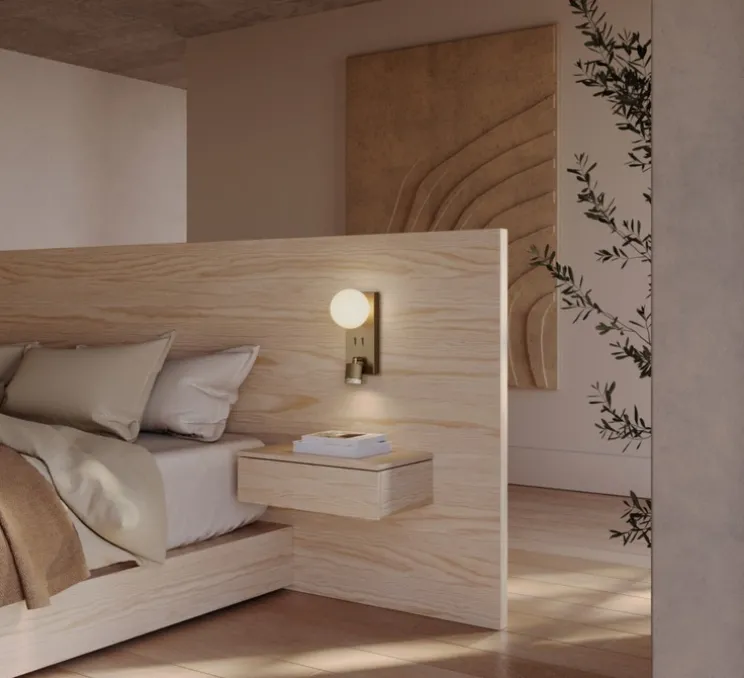 Applique, liseuse, Tea, A1337/2, vieil or, marbre blanc, LED, 2700K, 300lm + 450lm, L12cm, H24,8cm - Aromas del Campo