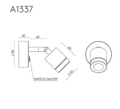 Applique, liseuse, Tea, A1337, vieil or, marbre blanc, LED, 2700K, 300 lm, L8cm, H8cm - Aromas del Campo