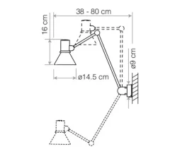 Applique, Liseuse, Type 80 W3 sans cable, Matte Black, L33cm, H22cm - Anglepoise