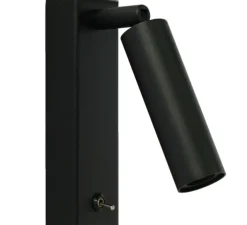 Applique*Tekni Led Applique liseuse, Vortex 2W sur rotule et patère, , LED, 2700K, L4,3cm, H14,5cm - Noir structuré