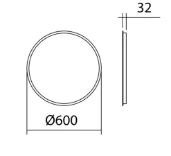 Applique, miroir lumineux, Coquette, finition miroir, IP44, LED, dim, 3000-4000-5500K, 2200 lm, Ø60cm, P3,2cm - MDC