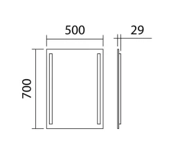 Applique*MDC Applique, miroir lumineux, Reflex, , IP44, LED, dim, 3000-4000-5500K, 1800 lm, L50cm, H70cm - finition miroir
