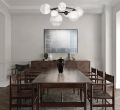 Applique*Vistosi Applique murale, PUPPET RING SP 7A, cristal transparent, noir mat, L99cm, H42,5cm - crystal transparent, noir mat