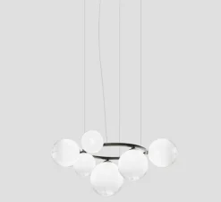 Applique*Vistosi Applique murale, PUPPET RING SP 7A, cristal transparent, noir mat, L99cm, H42,5cm - crystal transparent, noir mat