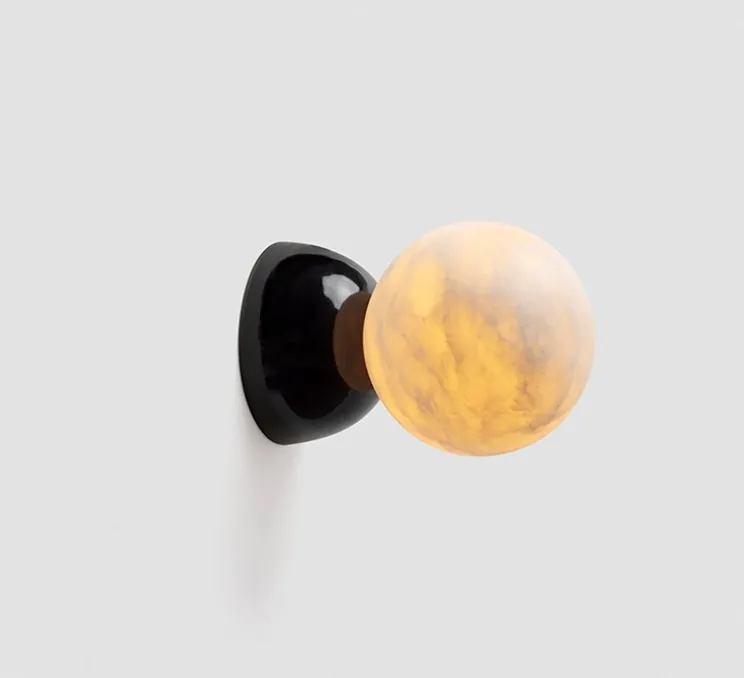 Applique murale, Abisal A Mini, albâtre, noir, L12cm, H12cm - Luxcambra