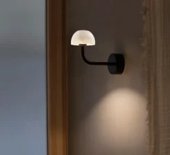 Applique*Luxcambra Applique murale, Absidiola A mini, indirecte, , LED, 2700K, 420 lm, L10cm, H16cm - albâtre, noir