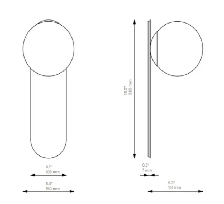 Applique murale, Adrion LG, laiton, verre opale, L15cm, H38cm - Schwung