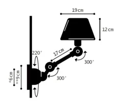 Applique*Jieldé Applique murale, Aicler AID701, , Ø19cm, H35cm - vert olive brillant