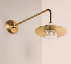 Applique*Contain Applique murale, Alba Arm, , L15cm, H22cm - laiton brossé vieilli, verre transparent