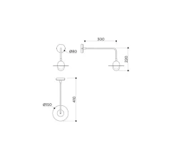 Applique*Contain Applique murale, Alba Arm, , L15cm, H22cm - laiton brossé vieilli, verre transparent