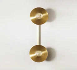 Applique*Contain Applique murale, Alba Double, , verre transparent, L60cm, Hcm - laiton brossé