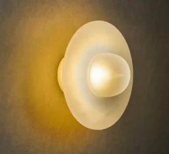 Applique murale, Alba Simple , Albâtre, verre givré, Ø15cm, H15cm - Contain