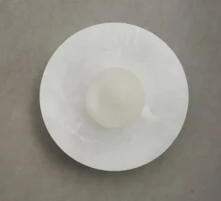 Applique murale, Alba Simple , Albâtre, verre givré, Ø15cm, H15cm - Contain