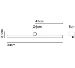 Applique murale, Ambrosia A 90 right, noir, LED, 2700K, 1521 lm, L90cm, H9,3cm - Marset