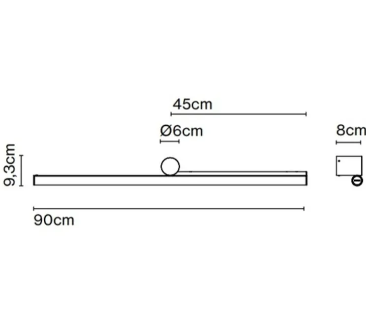 Applique murale, Ambrosia A 90 right, noir, LED, 2700K, 1521 lm, L90cm, H9,3cm - Marset